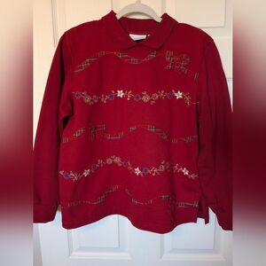Alfred Dunner Burgundy Long Sleeve Top Size Medium Petite